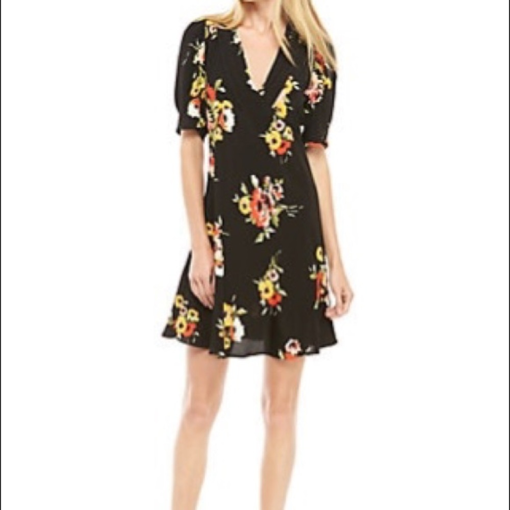 Free people‎ neon garden floral puff sleeve dress